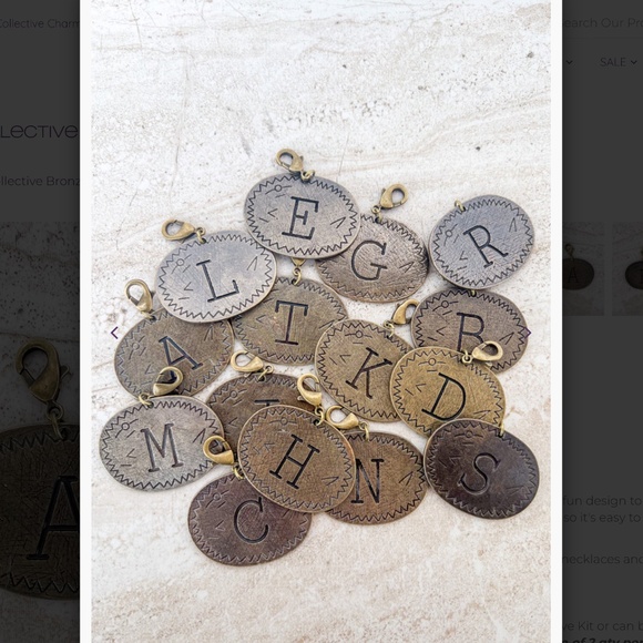 Boho “ J “ Bronze Oval Letter J Charm - Picture 3 of 3